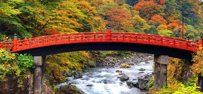 Shinkyo Bridge in Nikko, Japan, a popular tourist destination