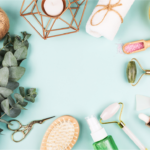 Trendy products in Japan for skincare in a flat lay photo