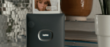 Image of the Instax Square Link - a compact instant printer with AR effects and a reprint button